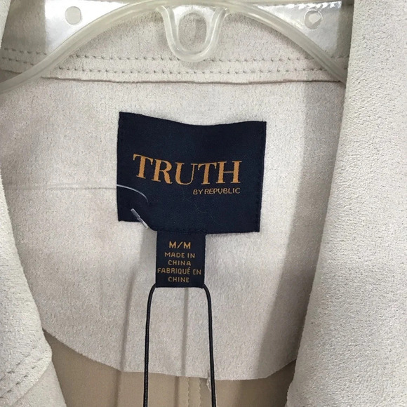 TRUTH by Republic Women’s Faux Suede Button-Up Vest Stone NWT Size Medium - Picture 5 of 9